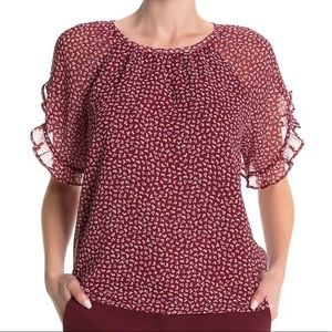 Madewell Memento Short Sleeves Floral Blouse Sz XS Rufle sleeves